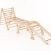 4in1 Montessori Climbing Set: Triangle Ladder + Climbing Arch + Slide Board + Net – Beige
