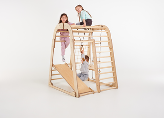Indoor Wooden Playground for Children - 6in1 Playground + Swings Set + Slide Board