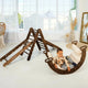 5in1 Montessori Klettergerüst Indoor Set: Kletterdreieck + Kletterbogen mit Kissen + Kletternetz und Rutsche für Kinder 1-7 Jahre – Schokolade