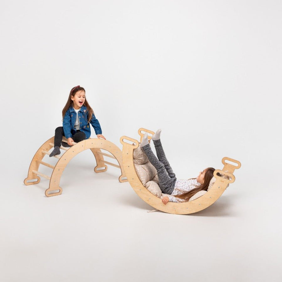 Climbing Arch & Rocker Balance - Montessori Climbers for Kids 1 - 7 y.o. – Beige - Goodevas