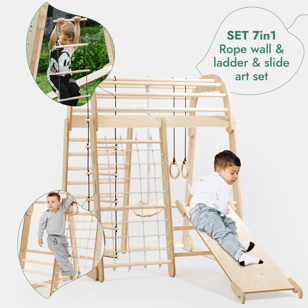 Indoor Playground for Children - 7in1 Playground + Swings Set + Slide Board + Art Set - Goodevas