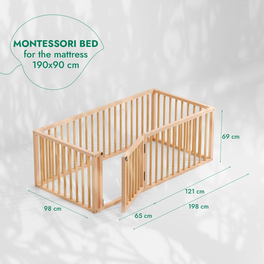 Montessori Floor Bed Frame for Toddlers with Fence - Goodevas