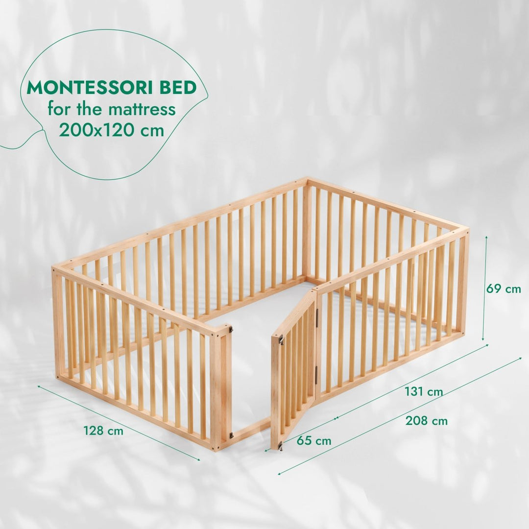 Montessori Floor Bed Frame for Toddlers with Fence - Goodevas