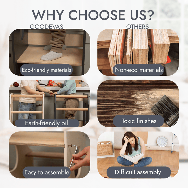 Montessori Tower: Kitchen Helper - Grey - Goodevas