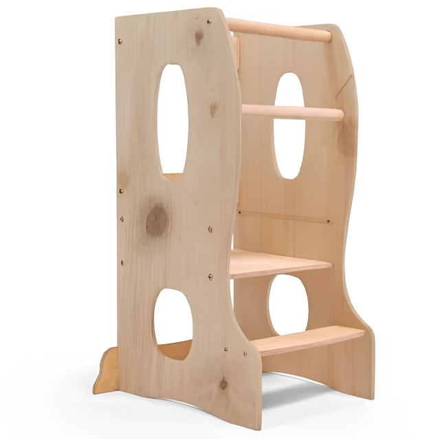 Stable Montessori Tower: Wooden Growing Chair - Beige - Goodevas