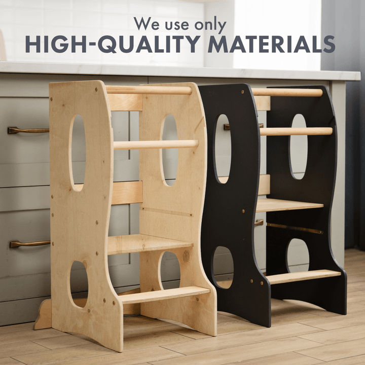 Stable Montessori Tower: Wooden Growing Chair - Beige - Goodevas