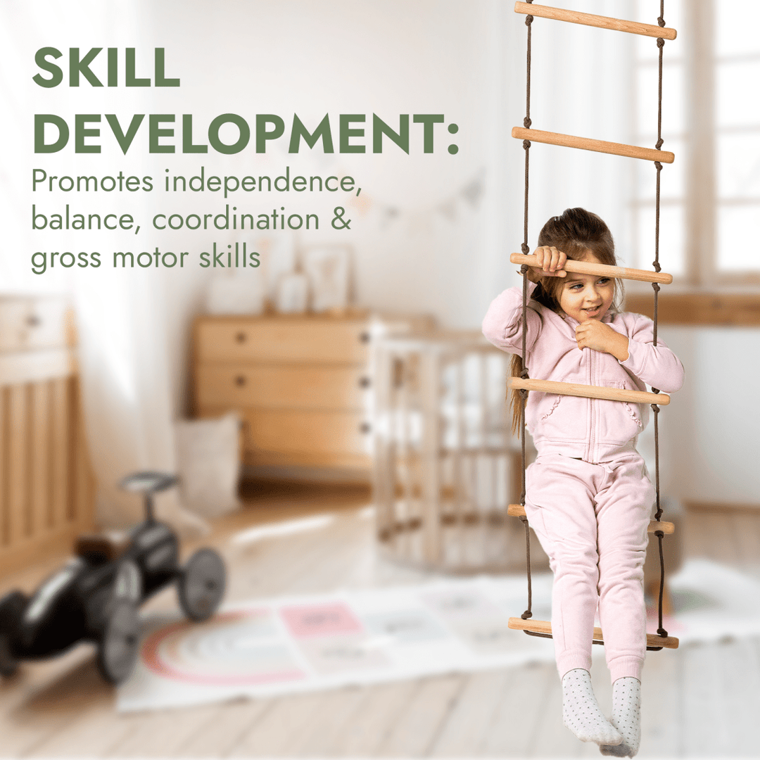 Ring Rope Ladder 3in1 Swings Set: Rope Ladder + Gymnastic Rings + Disc Rope Swing