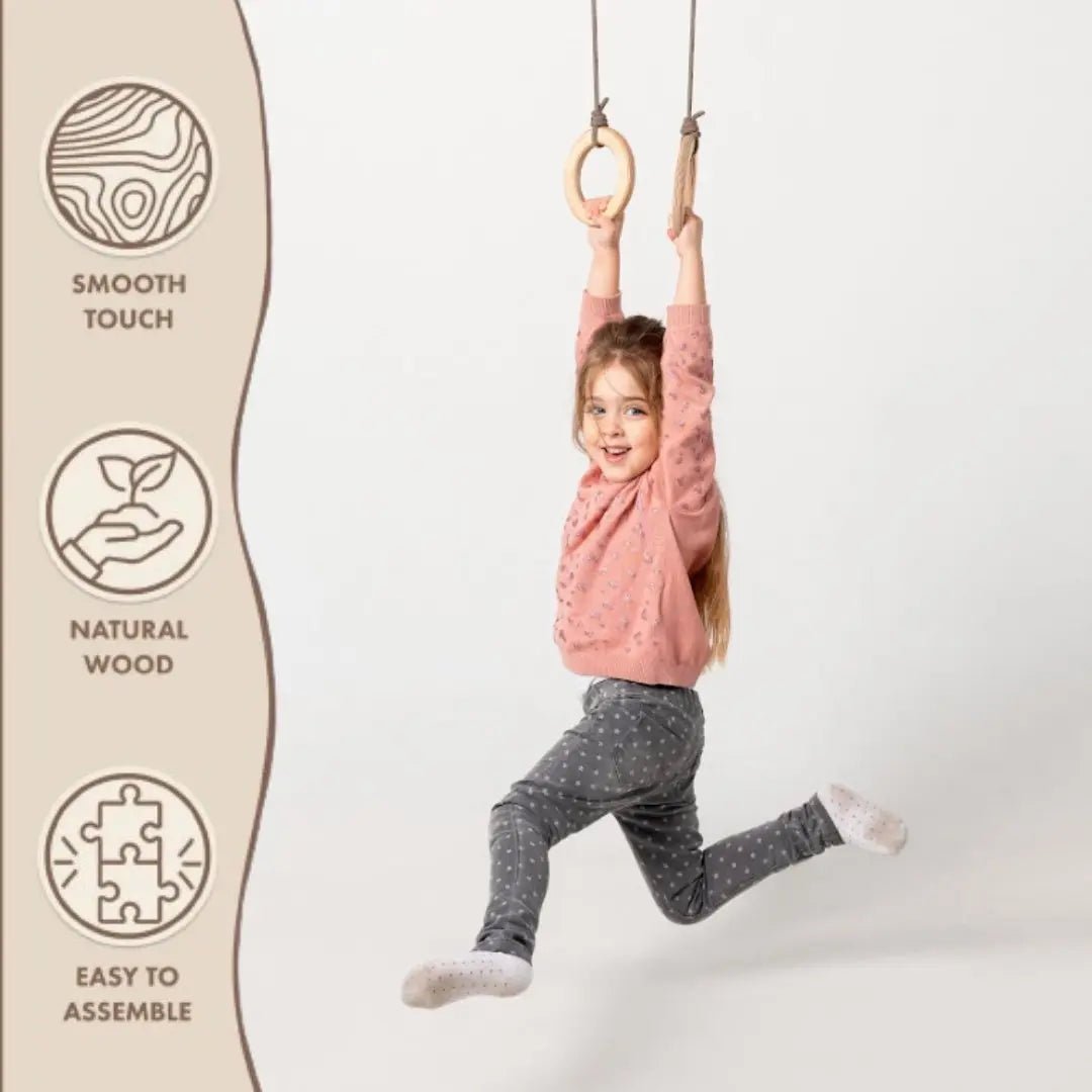 3in1 Swing & Climbing Set: Rope Ladder, Gym Rings & Disc Swing - Goodevas