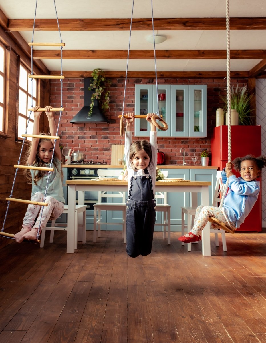 3in1 Swings Set: Rope Ladder + Gymnastic Rings + Disc Rope Swing - Goodevas