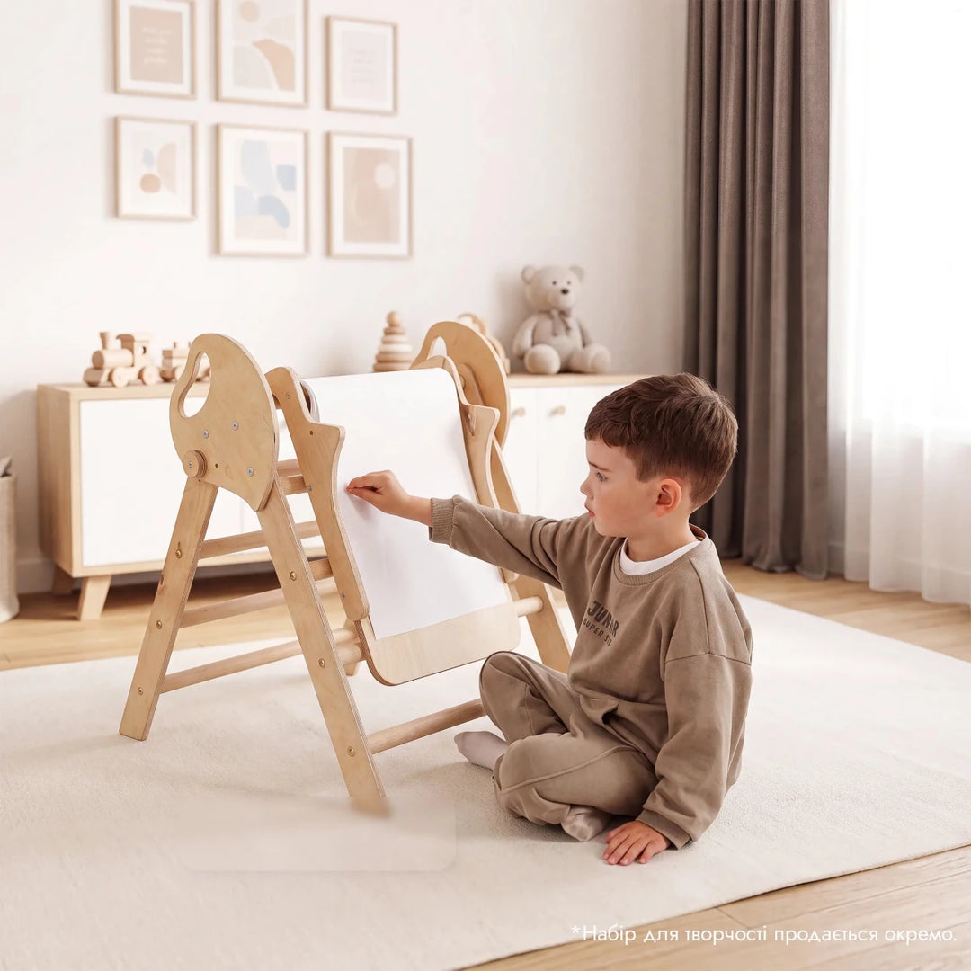 4in1 Montessori Climbing Set: Pikler Triangle, Arch, Slide Board, and Cushion for Toddlers (1–3 Years) - Goodevas