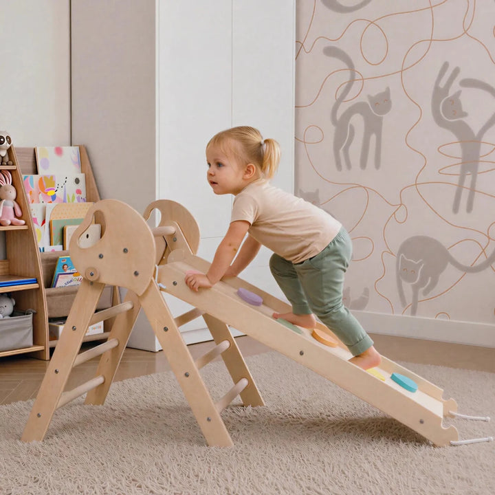 4in1 Montessori Climbing Set: Pikler Triangle, Arch, Slide Board, and Cushion for Toddlers (1–3 Years) - Goodevas