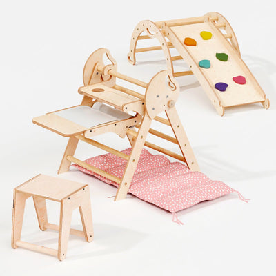 5in1 Montessori Climbing Set: Pikler Triangle, Arch, Slide Board, Art Addition and Cushion for Toddlers (1–3 Years)