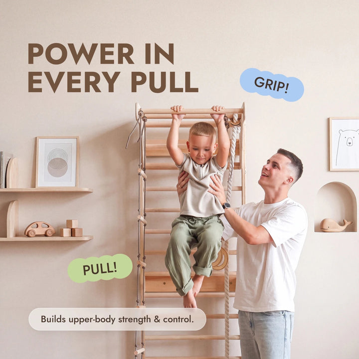 5-in-1 Swedish Wall with Pull-Up Bar, 3-in-1 Swing Set - Goodevas