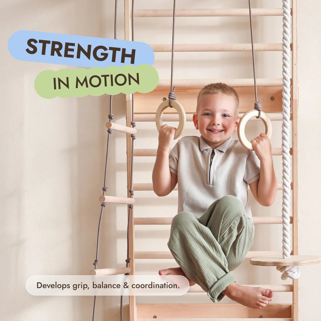 5-in-1 Swedish Wall with Pull-Up Bar, 3-in-1 Swing Set - Goodevas