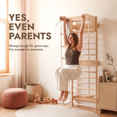 5-in-1 Swedish Wall with Pull-Up Bar, 3-in-1 Swing Set - Goodevas