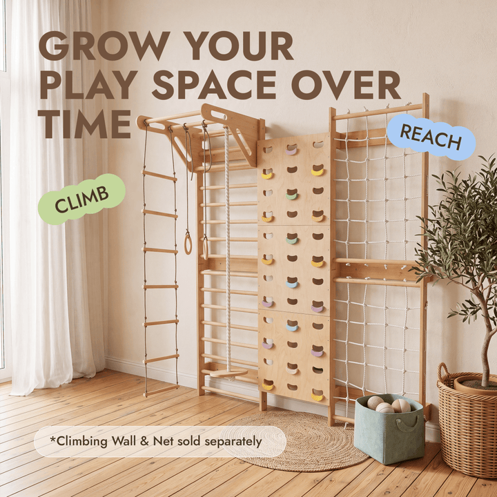 5-in-1 Swedish Wall with Pull-Up Bar, 3-in-1 Swing Set - Goodevas