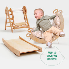 5in1 Montessori Climbing Set: Pikler Triangle, Arch, Slide Board, Art Addition and Cushion for Toddlers (1–3 Years) - Goodevas