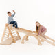 Juego de trepa Montessori 5en1: Escalera triangular + Arco/balancín + Tobogán/rampa + Cuerda de red + Cojín