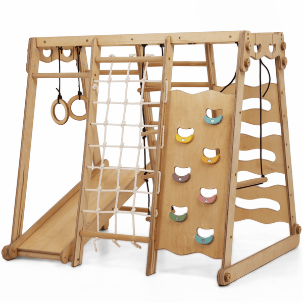 VEVOR Jungle gym intérieur 5-en-1, échelle suédoise acier. Barre traction, corde, anneaux. Charge 220 lb