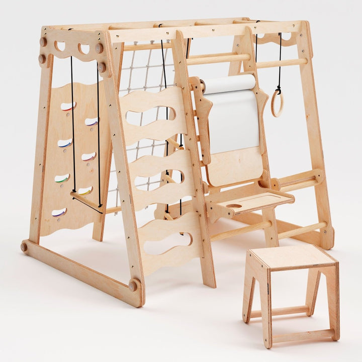 6in1 Indoor Jungle Gym for Toddler: Playground + Swings Set + Slide Board + Rope + Stairs - Goodevas