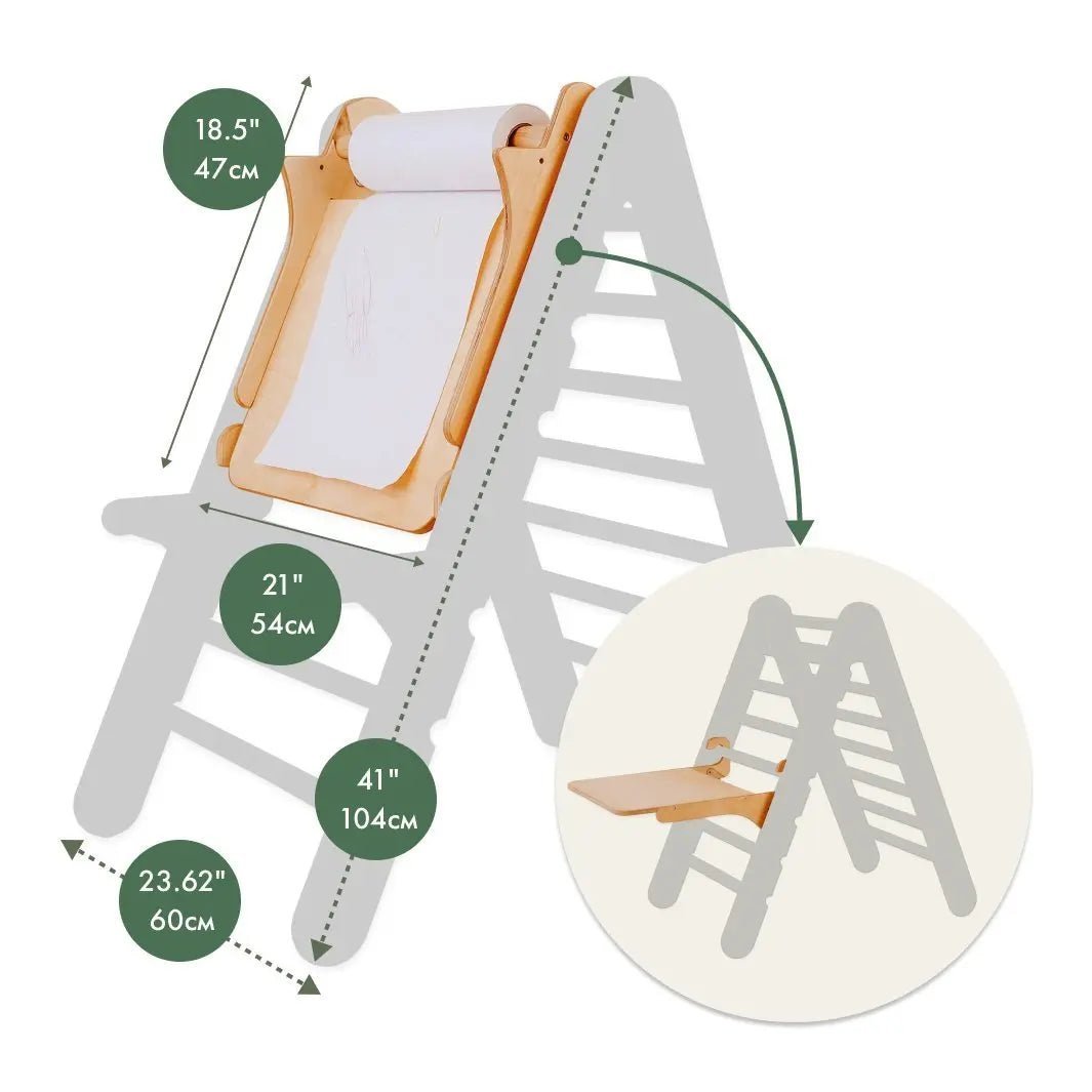 6in1 Montessori Climbing Set: Triangle Ladder + Arch/Rocker + Slide/Ramp + Net + Cushion + Art Addition - Goodevas