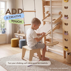 7-in-1 Climbing Wall for Kids: Wall Bars, Rock Wall, Net, Pull-Up Bar, 3-in-1 Swing Set - Goodevas
