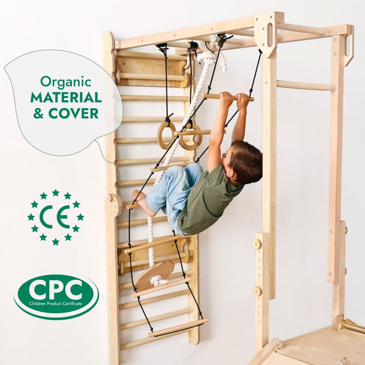 7in1 Jungle Play Set for Kids: Swedish Walls + Monkey Bars + Swing Set + Slide Board + Ramp - Goodevas