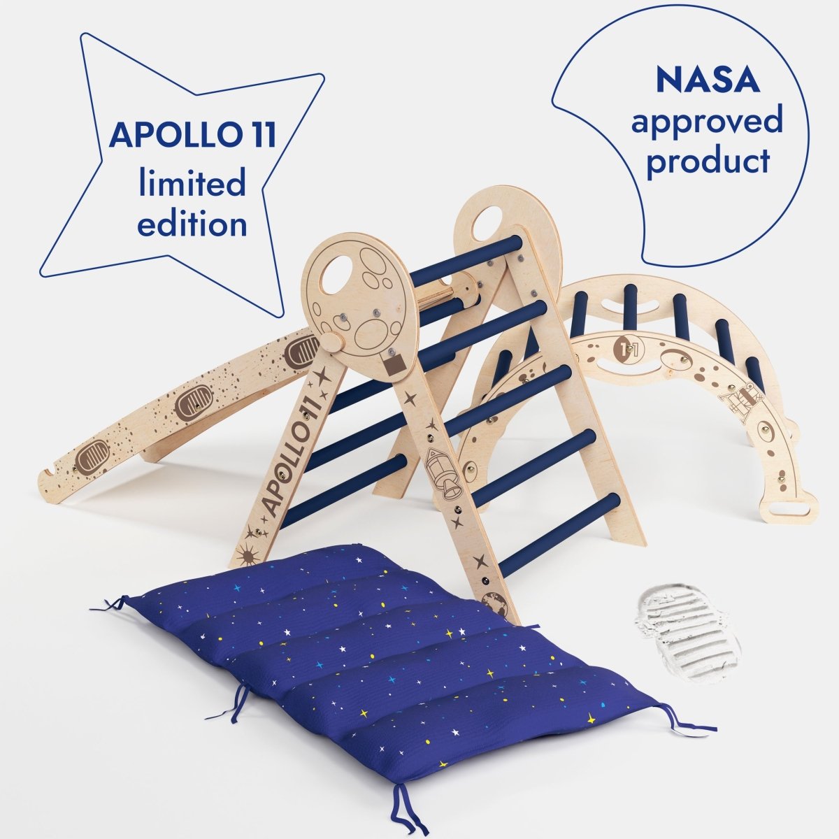 Apollo 4in1 Climbing Set: Pikler Triangle, Arch, Slide Board, and Cush