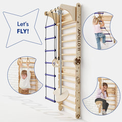 Apollo Swedish Wall / Climbing ladder for Little Austronauts + Moon swing Set + Slide Board - Goodevas