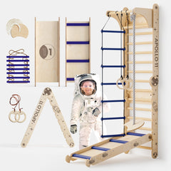 Apollo Swedish Wall / Climbing ladder for Little Austronauts + Moon swing Set + Slide Board - Goodevas