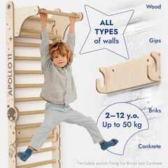 Apollo Swedish Wall / Climbing ladder for Little Austronauts + Moon swing Set + Slide Board - Goodevas