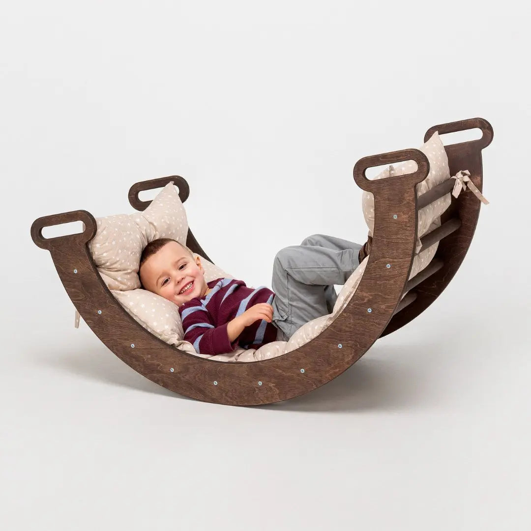 Climbing Arch Chocolate + Cushion - Montessori Climbers for Toddlers - Goodevas