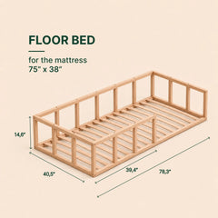 Montessori Floor Bed with Slats - Twin Toddler Bed Frame