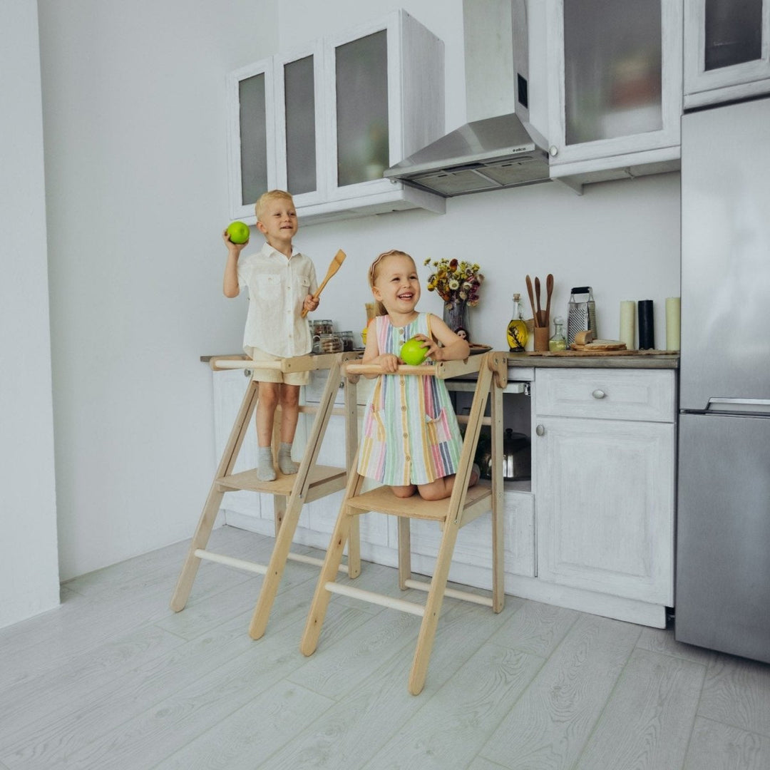 Foldable Step Stool for Toddlers - Kid Chair That Grows - Beige - Goodevas