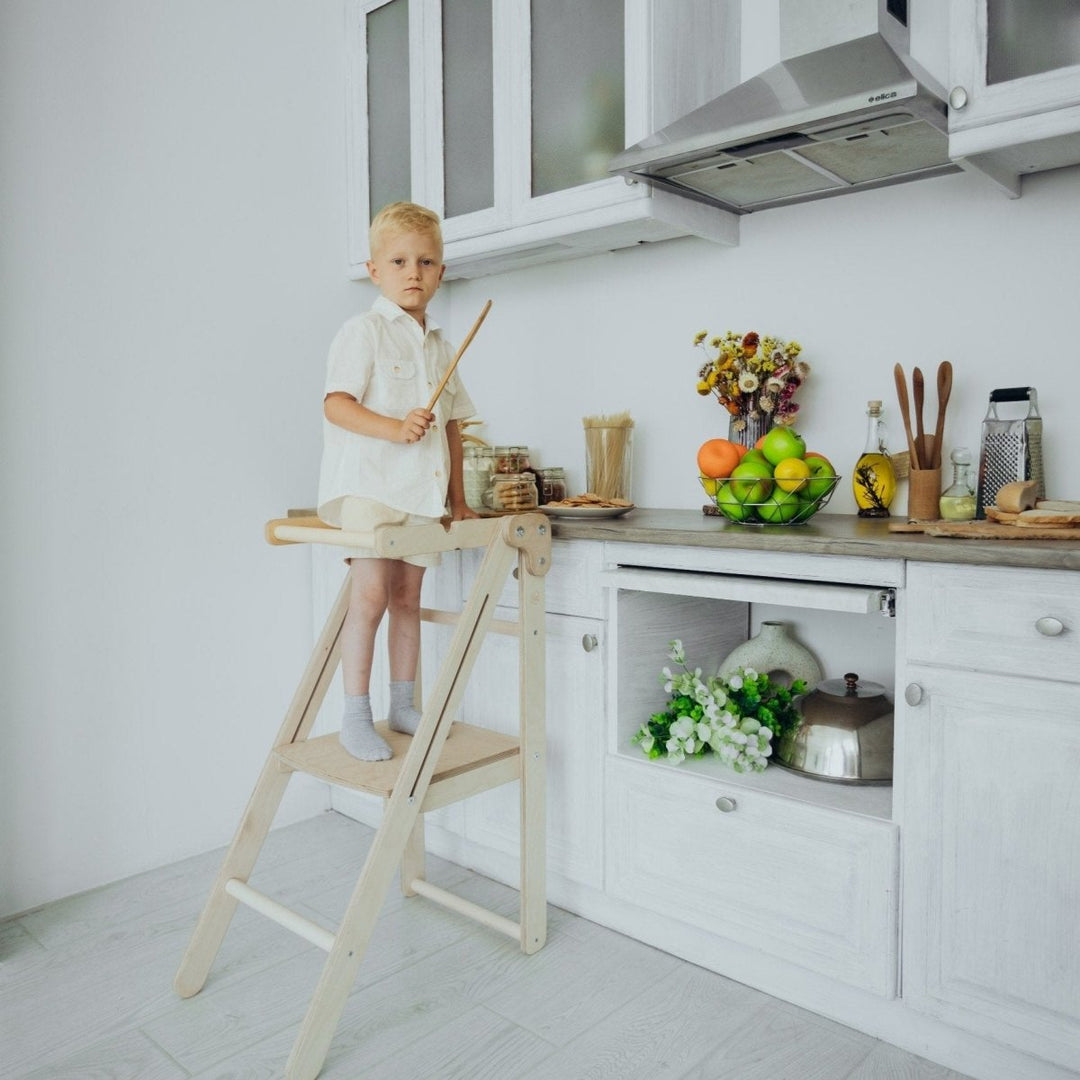 Foldable Step Stool for Toddlers - Kid Chair That Grows - Beige - Goodevas