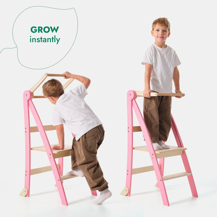 Helper Tower: A Multi - functional Foldable Step Stool for Kids - Pink - Goodevas