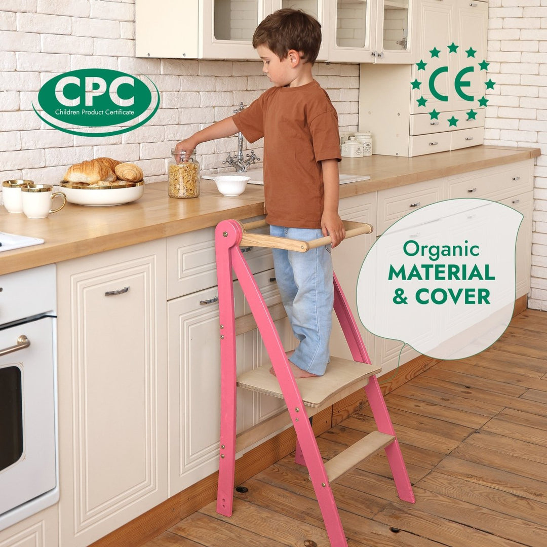 Helper Tower: A Multi - functional Foldable Step Stool for Kids - Pink - Goodevas