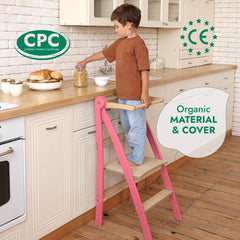 Helper Tower: A Multi - functional Foldable Step Stool for Kids - Pink - Goodevas