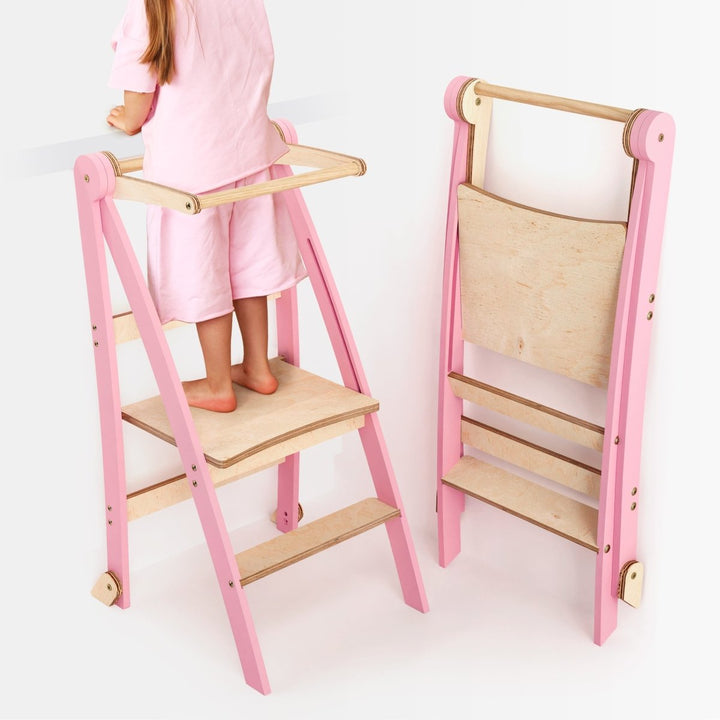 Helper Tower: A Multi - functional Foldable Step Stool for Kids - Pink - Goodevas