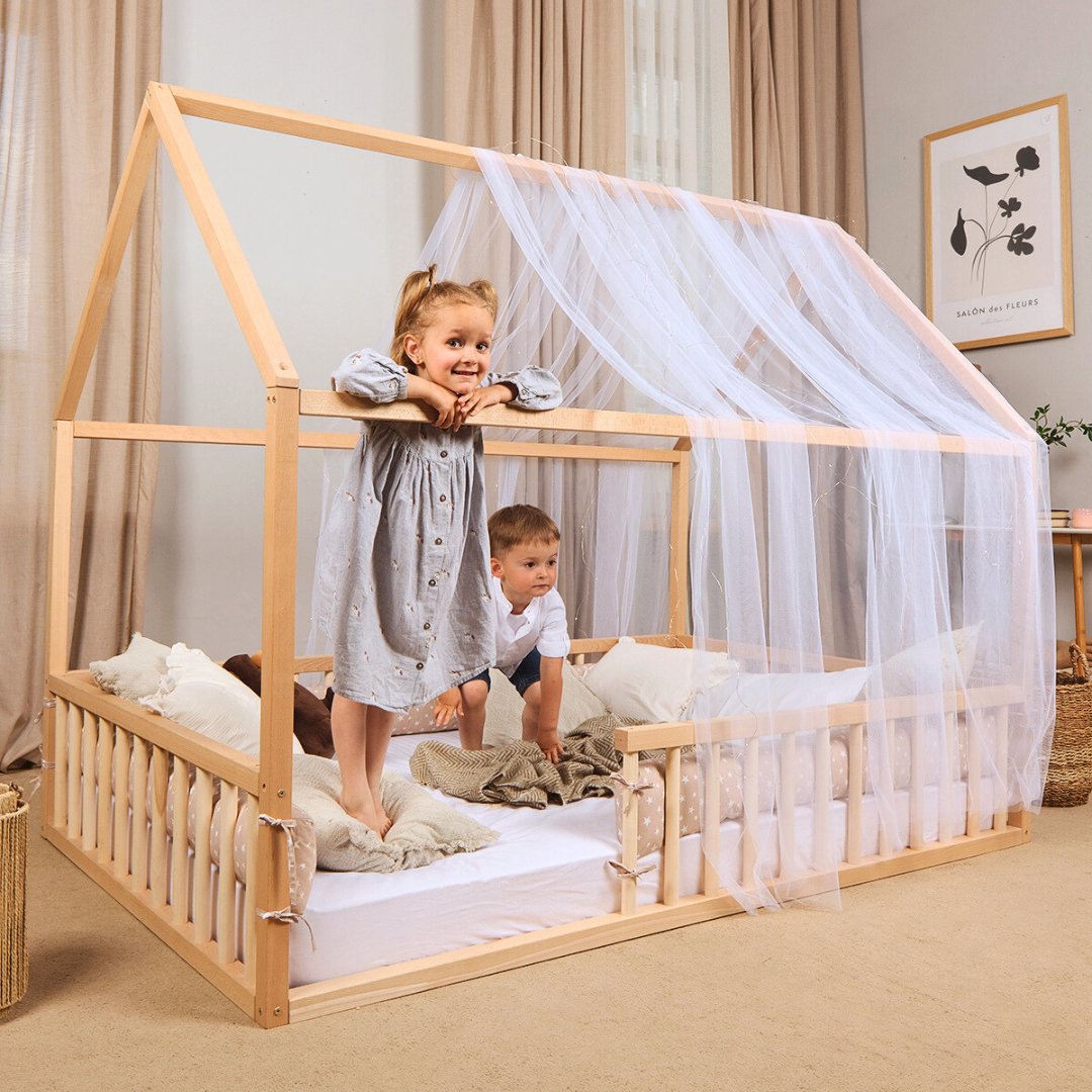 Montessori House Bed for Kids with Fence 200 120 cm Goodevas