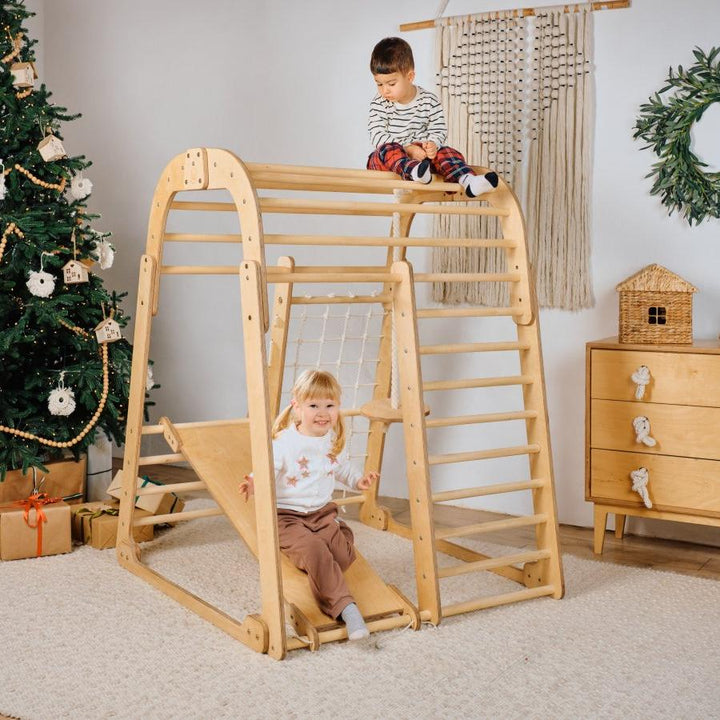 Indoor Wooden Playground for Children - 6in1 Playground + Swings Set + Slide Board - Goodevas