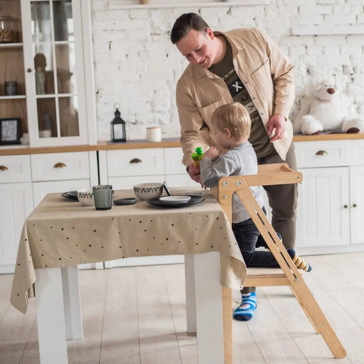 Taburete plegable para niños pequeños - Silla infantil que crece - Beige