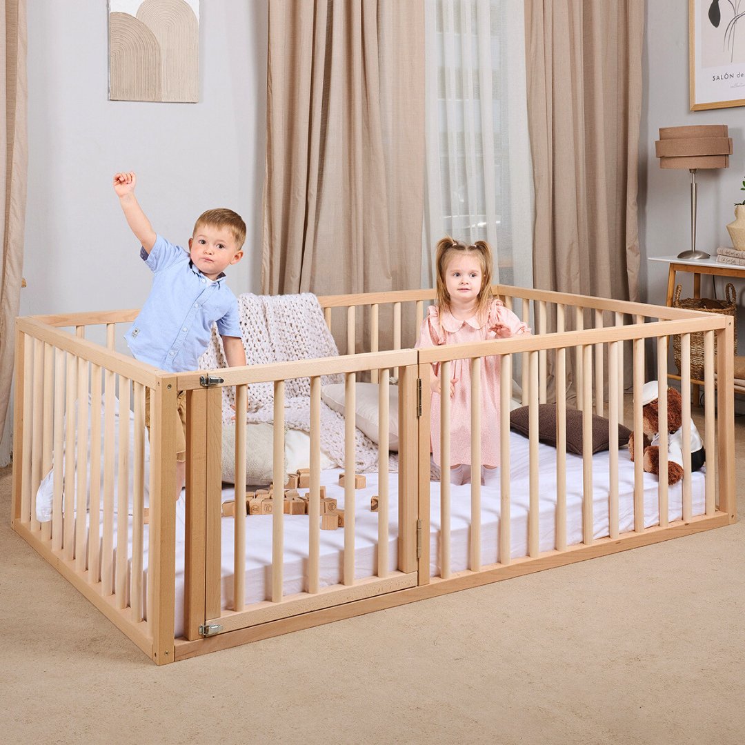 Toddler floor bed with Fence Best Models 4.5 Rated by Parents Goodevas