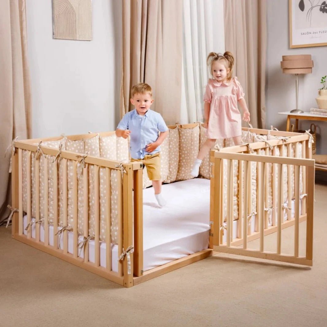 Montessori Floor Bed Frame for Toddlers with Fence - Goodevas