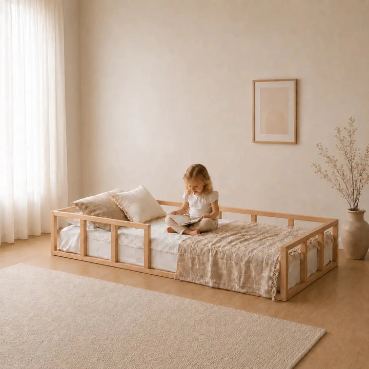 Montessori Floor Bed with Slats - Twin Toddler Bed Fram - Goodevas