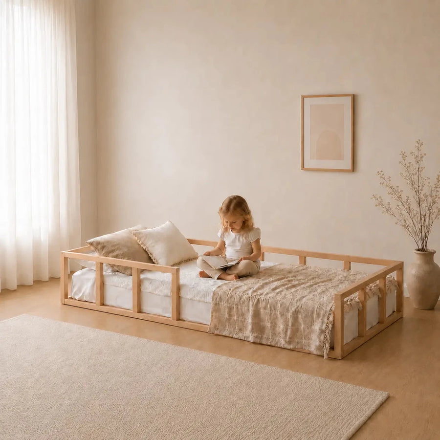 Montessori Floor Bed with Slats - Twin Toddler Bed Fram - Goodevas