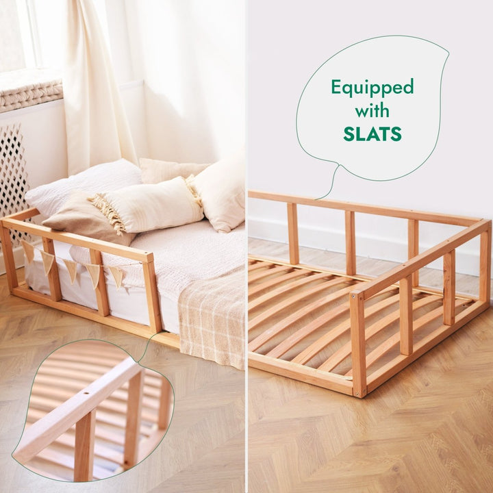 Montessori Floor Bed with Slats - Twin Toddler Bed Fram - Goodevas