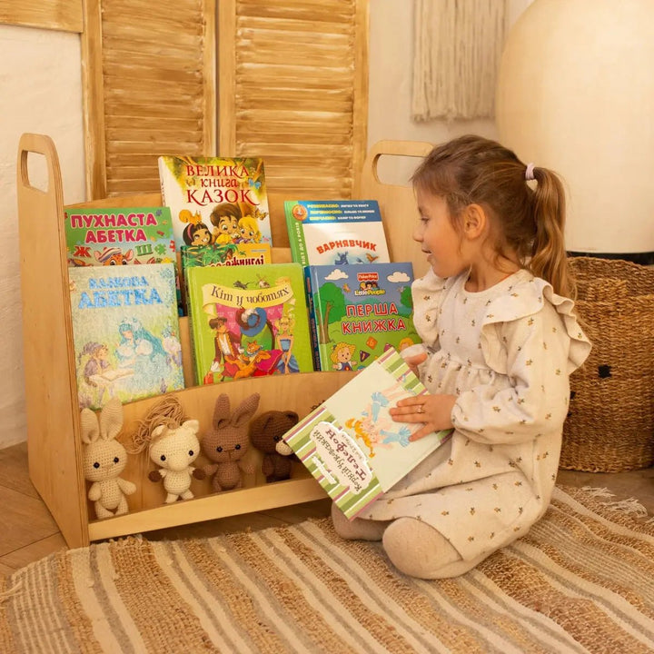 Montessori Wooden Bookshelf – Beige - Goodevas