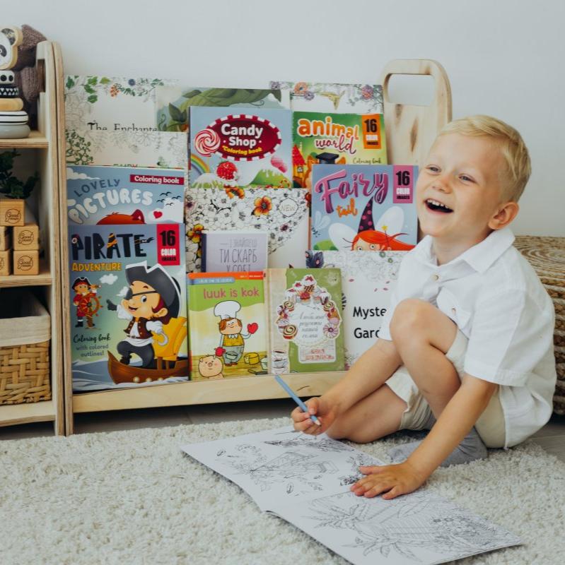 Montessori Wooden Bookshelf – Beige - Goodevas