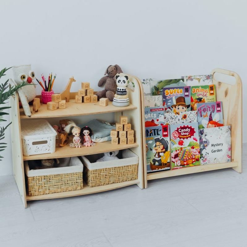 Montessori Wooden Toy Shelf - Goodevas